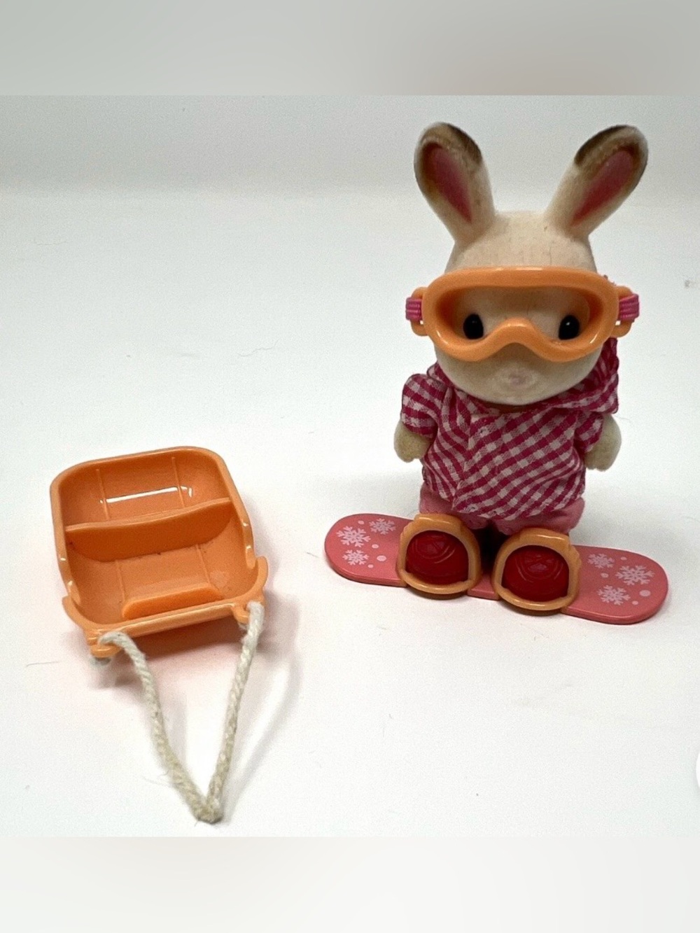Calico Critters/Sylvanian Families Rabbit Snowboarder w/sled and accessories